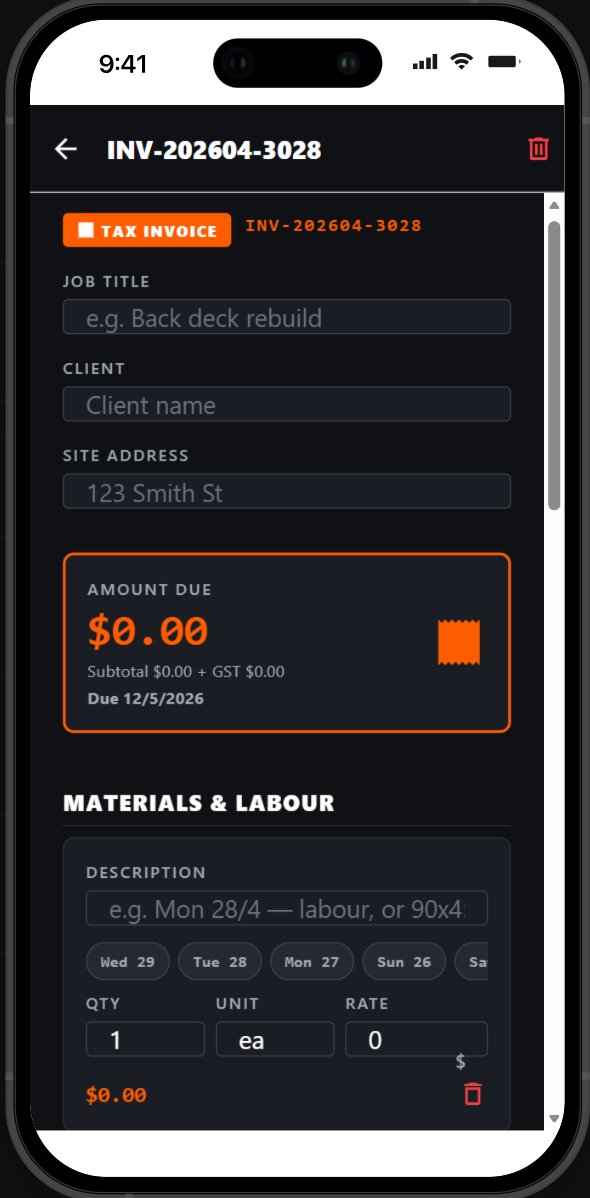 ChippyKit tax invoice screen